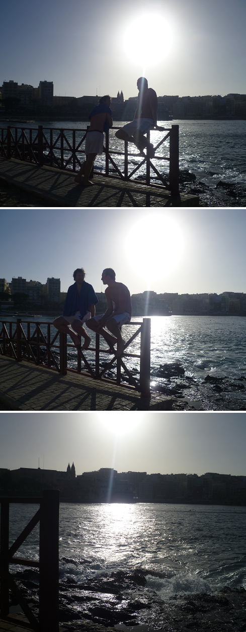 Tore och Erik vid vattnet i Sliema